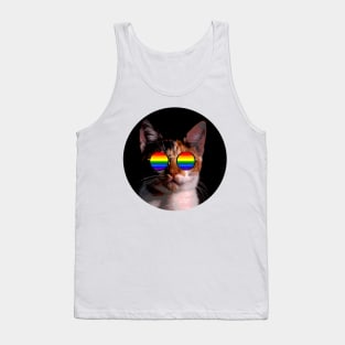 Cute Cat with Glasses Flag Tank Top